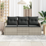 Conjunto de Sofás de Jardín de 3 Piezas con Cojines Gris Claro de Rattan de Polietileno de , Sofás de exterior - Ref: Foro24-...