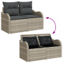 Conjunto de Sofás de Jardín de 3 Piezas con Cojines Gris Claro de Rattan de Polietileno de , Sofás de exterior - Ref: Foro24-...