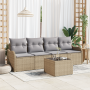 Conjunto de Sofá de Jardín de 5 Piezas con Cojines Beige de Ratán Poliéster by , Outdoor sofas - Ref: Foro24-3354239, Price: ...