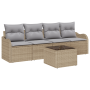 Conjunto de Sofá de Jardín de 5 Piezas con Cojines Beige de Ratán Poliéster by , Outdoor sofas - Ref: Foro24-3354239, Price: ...