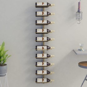 Botellero de pared para 10 botellas de metal dorado