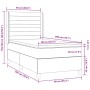 Cama box spring colchón y luces LED tela marrón oscuro 90x200cm