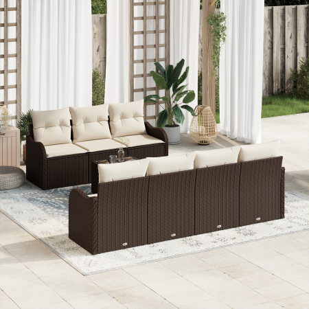 Conjunto de Sofás para Jardín de 8 Piezas con Cojines Ratán Polipropileno Marrón | Foro24.es | Tu tienda online para hogar, jardín y más Foro24.es