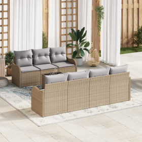 Set de Sofá de Jardín de 8 Piezas con Cojines