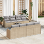 Conjunto de Sofá de Jardín  de 9 Piezas con Cojines Beige Ratán de Polietileno | Foro24.es | Tu tienda online para hogar, jardín y más Foro24.es