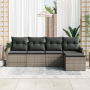 Conjunto de Sofá de Jardín  de 5 Piezas con Cojines Gris Poliratán | Foro24.es | Tu tienda online para hogar, jardín y más Foro24.es