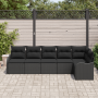 Conjunto de Sofá de Jardín de 6 piezas con cojines Poliratán negro | Foro24.es | Tu tienda online para hogar, jardín y más Foro24.es