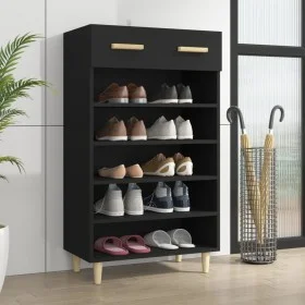 Black plywood shoe cabinet 60x35x105 cm by vidaXL, Shoe racks and shoe organizers - Ref: Foro24-812781, Price: 81,72 €, Disco...