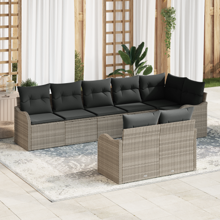 Conjunto de Sofás de Jardín de 8 Piezas con Cojines Gris Claro Rattan Sintético | Foro24.es | Tu tienda online para hogar, jardín y más Foro24.es