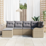 Juego de Sofá de Jardín de 6 Piezas con Cojines Beige Poliratán von , Outdoor-Sofas - Ref: Foro24-3354439, Preis: 432,72 €, R...