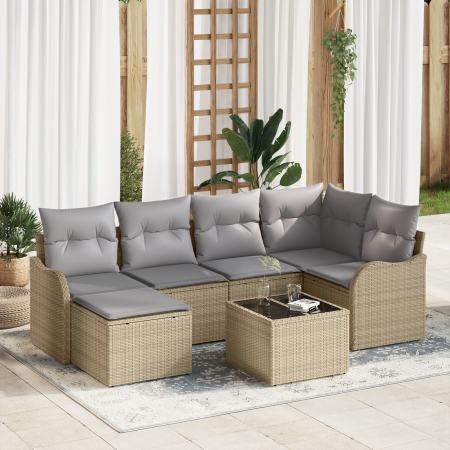 Sofá de Jardín de 7 Piezas con Cojines de Ratán Poliéster Negro von , Outdoor-Sofas - Ref: Foro24-3354449, Preis: 483,50 €, R...