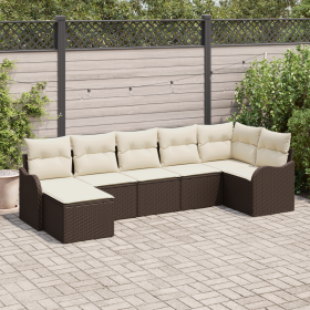 Set de Sofá de Jardín de 7 Piezas con Cojines