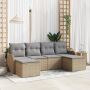 Conjunto de sofá de jardín de 6 piezas con cojines beige ratán poliéster by , Outdoor sofas - Ref: Foro24-3354479, Price: 417...