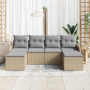 Conjunto de sofá de jardín de 6 piezas con cojines beige ratán poliéster by , Outdoor sofas - Ref: Foro24-3354479, Price: 417...