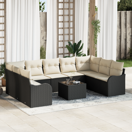 Conjunto de Sofá de Jardín de 9 Piezas con Cojines de Rattan Poliratan Marrón | Foro24.es | Tu tienda online para hogar, jardín y más Foro24.es