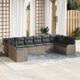 Set de sofá de jardín de 10 piezas  con cojines gris ratán poliéster | Foro24.es | Tu tienda online para hogar, jardín y más Foro24.es