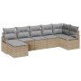 Conjunto de sofá de jardín 7 pcs Beige Poliratán