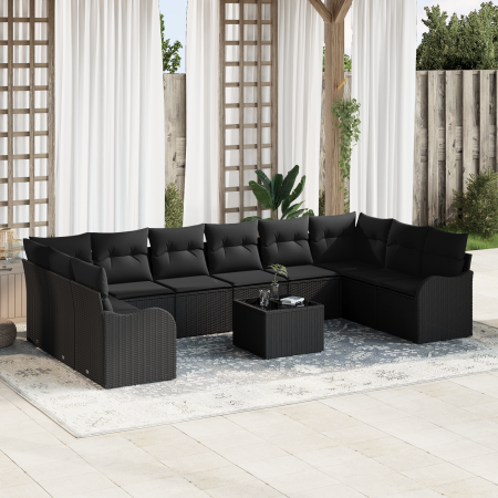 Conjunto de Sofá de Jardín  de 11 Piezas con Cojines Beige Poliratán | Foro24.es | Tu tienda online para hogar, jardín y más Foro24.es