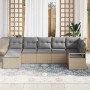 Conjunto de sofá de jardín 7 pcs Beige Poliratán