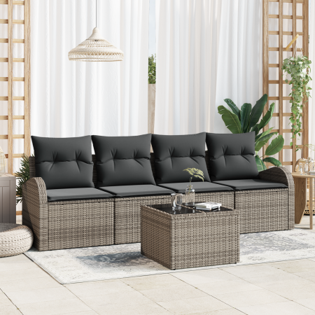 Juego de Sofás para Jardín de 5 Piezas con Cojines de Ratán Sintético Gris von , Outdoor-Sofas - Ref: Foro24-3354578, Preis: ...