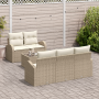 Juego de Sofá de Jardín de 6 Piezas con Cojines Beige Ratán Poliéster von , Outdoor-Sofas - Ref: Foro24-3354590, Preis: 507,7...