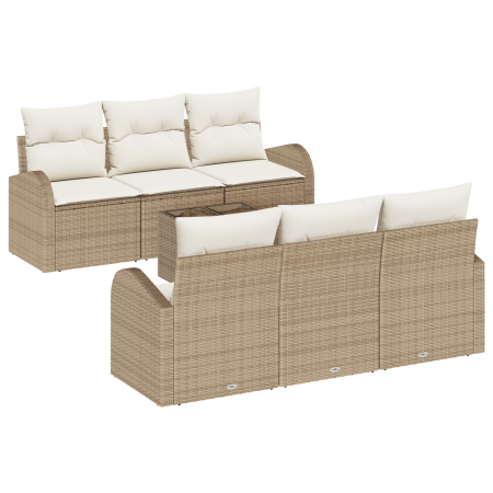 Set de Sofás de Jardín de 7 Piezas con Cojines Beige Ratán Poliéster von , Outdoor-Sofas - Ref: Foro24-3354600, Preis: 587,68...