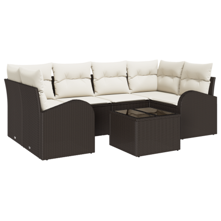 Conjunto de Sofá de Jardín de 7 Piezas con Cojines Marrón Poliratán by , Outdoor sofas - Ref: Foro24-3354607, Price: 491,56 €...