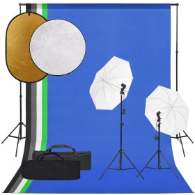 Kit de estudio fotográfico con set de luces, fondo y reflector