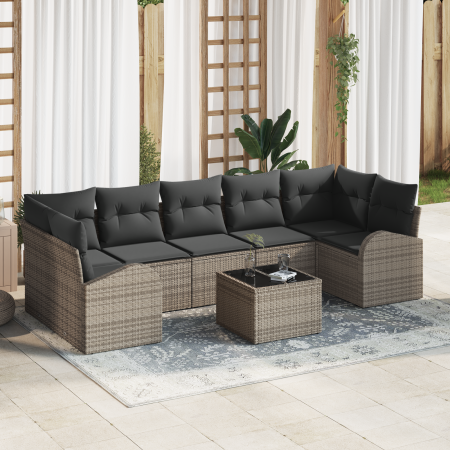 Juego de Sofá de Jardín de 8 Piezas con Cojines Ratán Poliéster Gris von , Outdoor-Sofas - Ref: Foro24-3354628, Preis: 506,95...