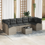 Conjunto de Sofás de Jardín  de 8 piezas con Cojines Gris Claro Polirratán | Foro24.es | Tu tienda online para hogar, jardín y más Foro24.es