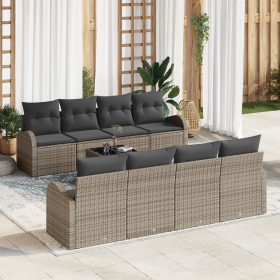 Juego de Sofás de Jardín de 9 Piezas con Cojines Gris de Ratán Polietileno by , Outdoor sofas - Ref: Foro24-3354638, Price: 4...