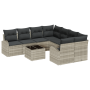 Conjunto de Sofás de Jardín  de 9 Piezas con Almohadas Gris Claro Polirratán | Foro24.es | Tu tienda online para hogar, jardín y más Foro24.es