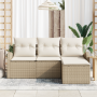 Conjunto de Sofá de Jardín de 4 Piezas con Cojines Beige Rattan Poliéster by , Outdoor sofas - Ref: Foro24-3354660, Price: 32...