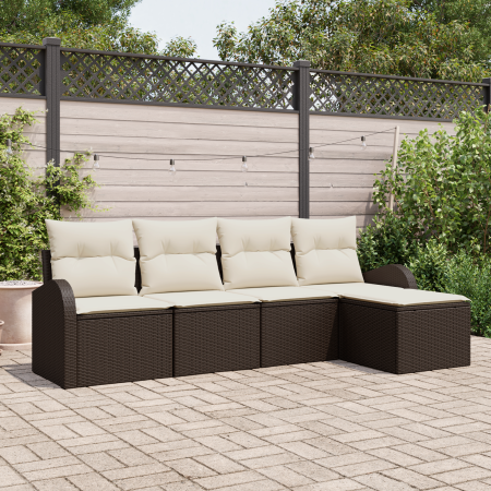 Conjunto de Sofá de Jardín de 5 Piezas con Cojines Marrón Poliratán von , Outdoor-Sofas - Ref: Foro24-3354667, Preis: 329,76 ...