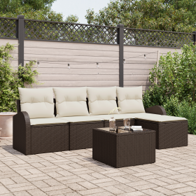 Conjunto de Sofá de Jardín de 5 Piezas con Cojines Gris Poliratán by , Outdoor sofas - Ref: Foro24-3354677, Price: 376,58 €, ...