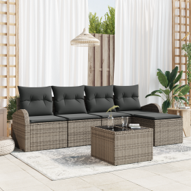Juego de Sofá de Jardín de 5 Piezas con Cojines Negros de Ratán Sintético by , Outdoor sofas - Ref: Foro24-3354678, Price: 39...