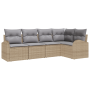Set de sofá de jardín de 5 piezas con cojines beige de polirratán | Foro24.es | Tu tienda online para hogar, jardín y más Foro24.es