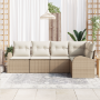 Juego de Sofá de Jardín de 5 piezas con Cojines Ratán Poliéster Beige von , Outdoor-Sofas - Ref: Foro24-3354710, Preis: 391,0...