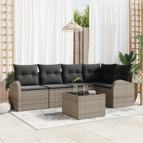 Juego de Sofás de Jardín de 5 Piezas con Cojines Ratán Polivalente Negro von , Outdoor-Sofas - Ref: Foro24-3354718, Preis: 38...