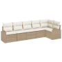 Juego de Sofá de Jardín de 6 Piezas con Cojines Ratán Poliéster Beige by , Outdoor sofas - Ref: Foro24-3354730, Price: 488,25...
