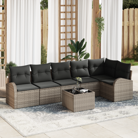 Juego de Sofás de Jardín de 6 Piezas con Cojines Ratán Poliéster Negro von , Outdoor-Sofas - Ref: Foro24-3354738, Preis: 450,...