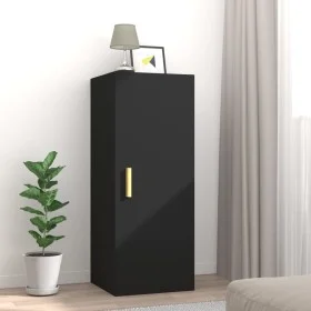 Black engineered wood wall cabinet 34.5x34x90 cm by vidaXL, Shelves and shelves - Ref: Foro24-812430, Price: 52,59 €, Discoun...
