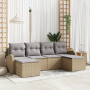 Conjunto de Sofá de Jardín  de 6 Piezas con Cojines Beige Ratán Poliéster | Foro24.es | Tu tienda online para hogar, jardín y más Foro24.es