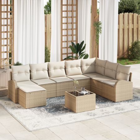 Conjunto de Sofá de Jardín de 9 Piezas con Cojines de Poliratán Marrón von , Outdoor-Sofas - Ref: Foro24-3354840, Preis: 643,...
