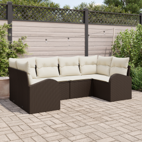 Conjunto de Sofá de Jardín de 6 Piezas con Cojines Ratán Policarbonato Marrón by , Outdoor sofas - Ref: Foro24-3354847, Price...
