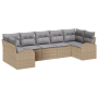 Conjunto de Sofá de Jardín de 7 Piezas  con Cojines Beige Ratán Poliéster | Foro24.es | Tu tienda online para hogar, jardín y más Foro24.es