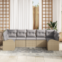 Conjunto de Sofá de Jardín de 7 Piezas  con Cojines Beige Ratán Poliéster | Foro24.es | Tu tienda online para hogar, jardín y más Foro24.es