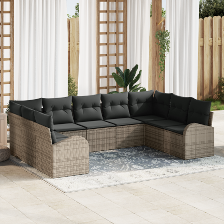 Juego de Sofás de Jardín de 9 Piezas con Cojines Gris Poliratán von , Outdoor-Sofas - Ref: Foro24-3354868, Preis: 565,05 €, R...