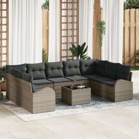 Conjunto de Sofá de Jardín de 9 Piezas con Cojines de Poliratán Negro von , Outdoor-Sofas - Ref: Foro24-3354878, Preis: 618,9...