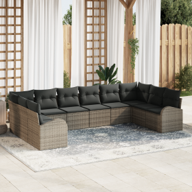 Conjunto de Sofá de Jardín de 10 Piezas con Cojines Gris Poliratán von , Outdoor-Sofas - Ref: Foro24-3354888, Preis: 610,20 €...